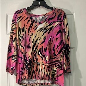 (🔥4 For $20) Erin London Women’s XL Vibrant Pink and Black Blouse
